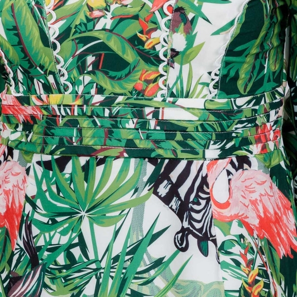 LONG SLEEVE V-NECK FRONT SLIT FLORAL PRINT MAXI DRESS - Picture 4 of 6